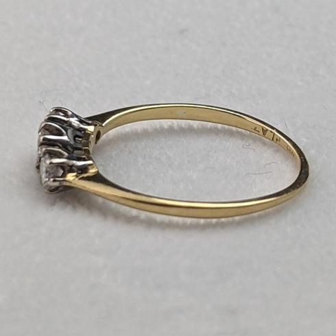 British vintage jewelry triple diamond 9ct gold ring ring